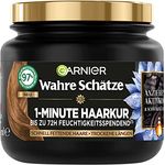 Garnier Wahre Schätze Ausgleichende Charcoal Haarmaske, Haarkur für Schnell Fettende Kopfhaut und Trockene Haarlängen, Aktivkohle und Schwarzkümmelöl, 340 ml (1er Pack)
