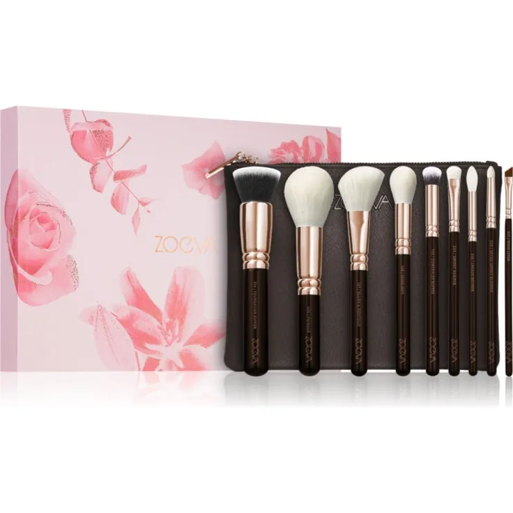 ZOEVA The Complete Brush Set Rose Golden Edition, Pinselset mit Täschchen, vegan & ideal für unterwegs