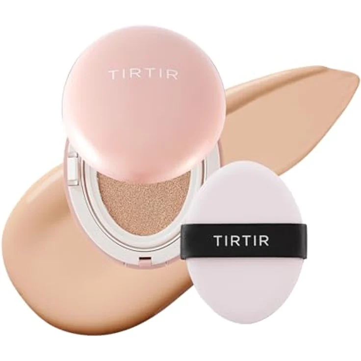 TIRTIR Mask Fit Aura Cushion Mini, mattierendes Make-up im Schwämmchen, 21C Cool Ivory, 4.5 g, mit ausgezeichneter Abdeckung und Hyaluronsäure – Bild 1