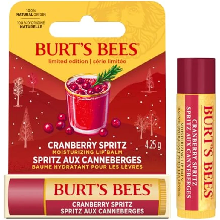 Burt's Bees Lip Balm Cranberry Spritz, 4,25 g, 100% natürliche Inhaltsstoffe mit Bienenwachs und Sheabutter – Bild 1