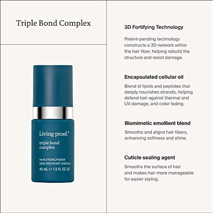 Living Proof Triple Bond Complex Leave-In Haarmaske für stärkeres, widerstandsfähigeres Haar | Anti-Schäden, Vegan | 45ml – Bild 5
