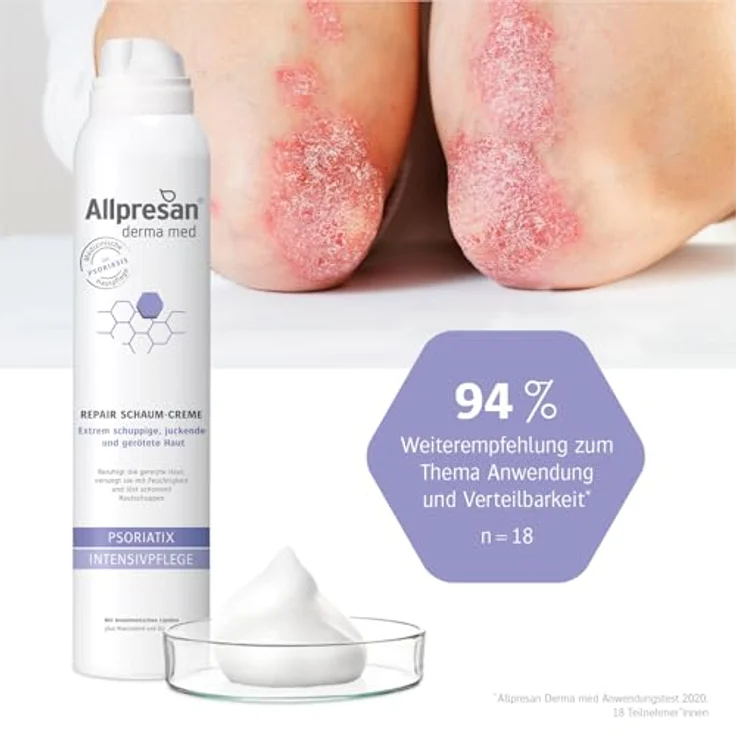 Allpresan Derma med Repair Schaum-Creme PSORIATIX INTENSIVPFLEGE -Zur Pflege der Haut bei Psoriasis (Schuppenflechte) - 200 ml – Bild 4