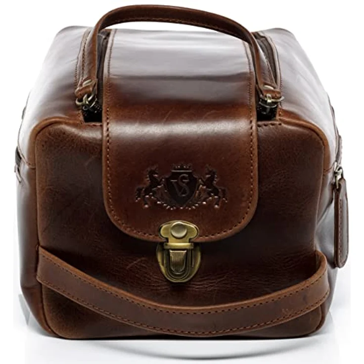 SID & VAIN Kulturtasche Herren Bristol aus Premium Leder I Waschtasche XL groß für Herren und Damen I Kulturbeutel braun handgefertigt – Bild 2