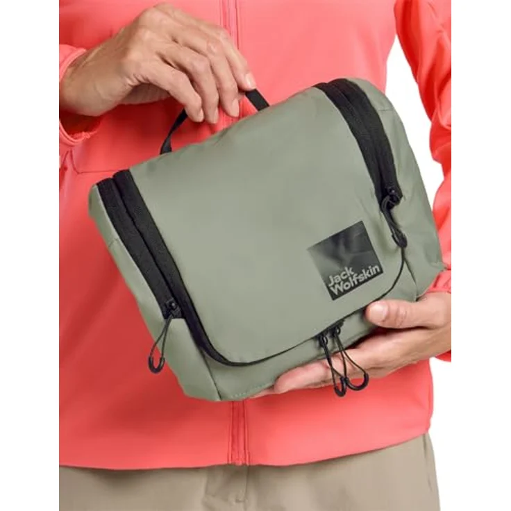 Jack Wolfskin Wandermood Washbag, strapazierfähige 5-Liter Kulturbeutel, grün – Bild 2
