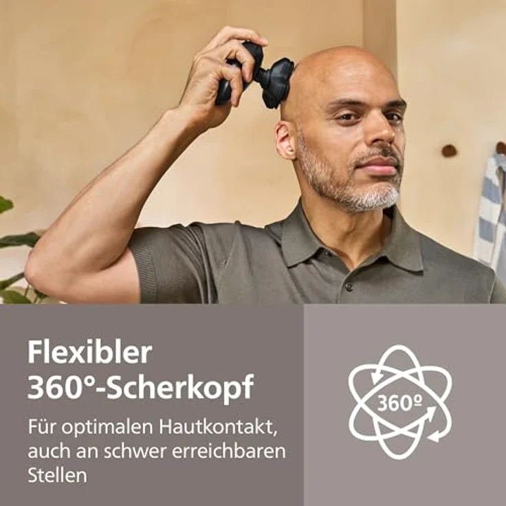 Philips Head Shaver Pro Series 5000, Glatzenrasierer mit flexiblem 360°-Scherkopf, ComfortCut-Klingen und PowerAdapt-Sensor, wasserdicht, Modell HS5980/15 – Bild 3