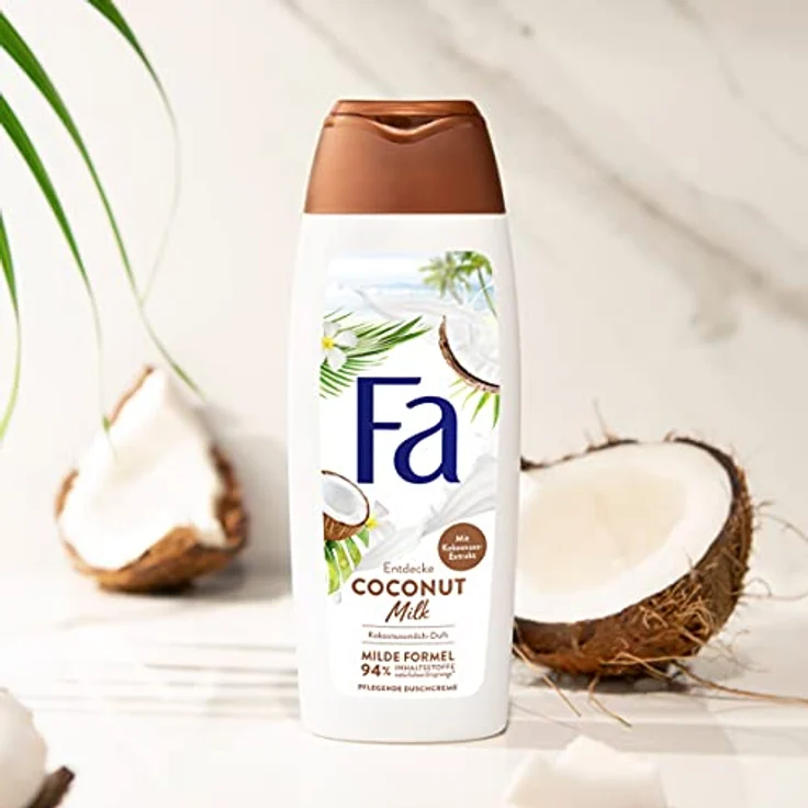 Fa Duschcreme Coconut Milk (250ml), pflegendes Duschgel mit natürlichem Kokosnuss-Extrakt und exotisch-pflegendem Duft, 94% natürliche Inhaltsstoffe – Bild 3