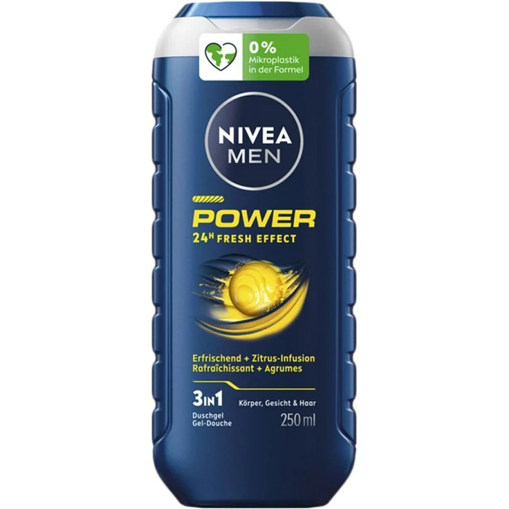 Nivea Men Duschgel Men Power 24h Fresh Effect, 250 ml, pH-neutral, 99% biologisch abbaubar, mikroplastikfrei