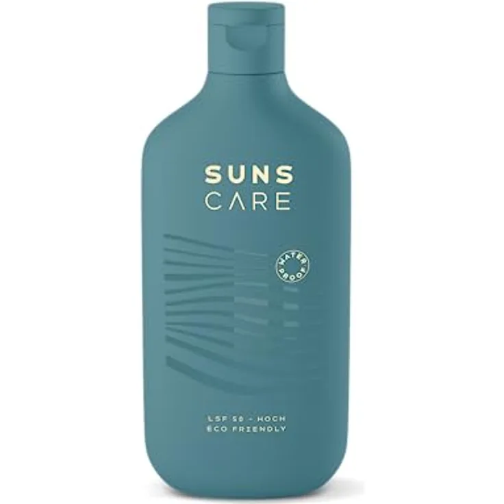 SUNS FIFTY WATERPROOF | Premium Sonnencreme LSF 50 | wasserfest | vegan | ohne Mikroplastik | Sport-Sonnencreme | Gesicht und Körper | nicht fettend | 180ml (Blue Lagoon)