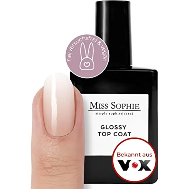Miss Sophie Glossy Top Coat, Unter- und Überlack für Nagelfolien, 12 ml