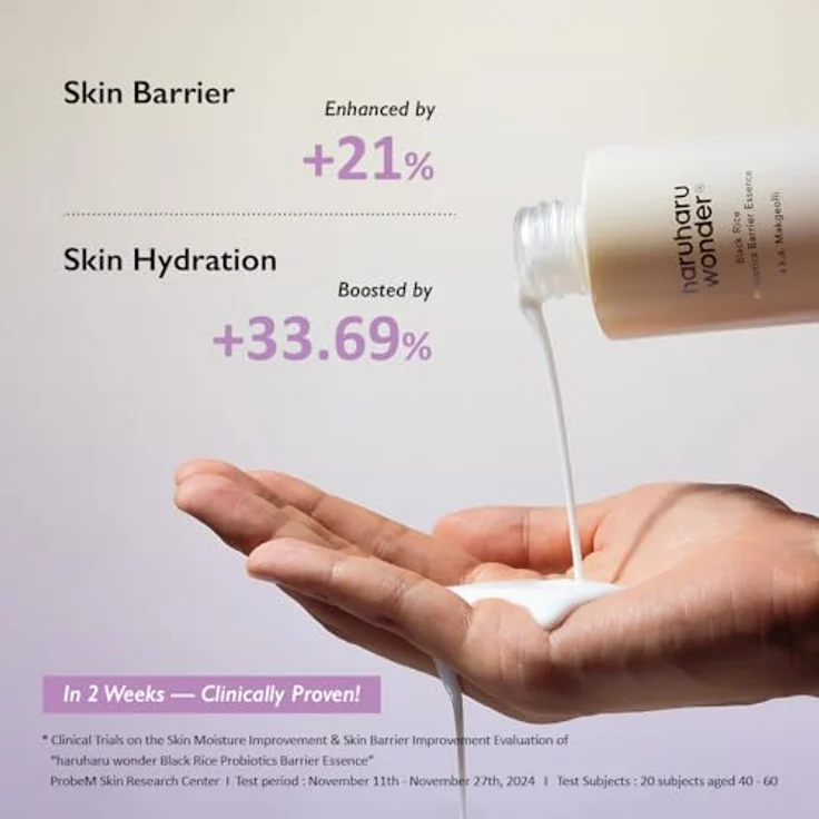 HARUHARU Wonder Black Rice Probiotics Barrier Essence, 1.01 fl. oz. Reisegröße Tonic Essence mit Ceramiden und fermentierten Inhaltsstoffen zur Stärkung der Hautbarriere – Bild 5