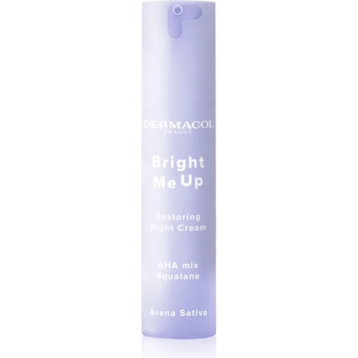 Dermacol Bright Me Up Restoring Night Cream, 50 ml, regenerierende Nachtcreme mit AHA-Säuren, Hyaluronsäure und Vitamin E zur Hauterneuerung und Feuchtigkeitsversorgung