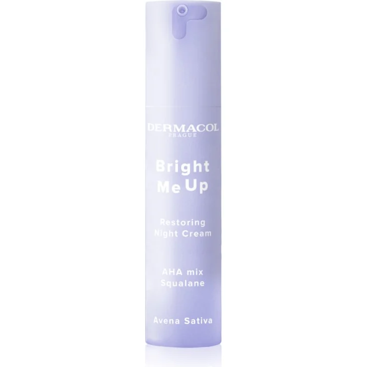 Dermacol Bright Me Up Restoring Night Cream, 50 ml, regenerierende Nachtcreme mit AHA-Säuren, Hyaluronsäure und Vitamin E zur Hauterneuerung und Feuchtigkeitsversorgung