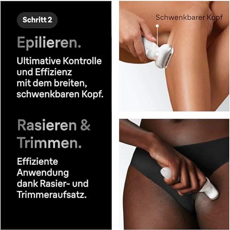 Braun Silk·épil 9 SkinSpa, Epilierer für Damen mit 40 Microgrip-Pinzetten, Nass- und Trockenanwendung, schwenkbarer Kopf, Farbe: Weiß – Bild 4