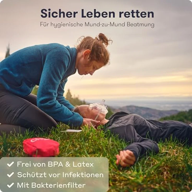 Purahelp Erste-Hilfe-Set Beatmungsmasken Set (1x Erwachsene, 1x Kinder) - CPR Beatmungsmaske, Hygienischer Mund-zu-Mund Beatmung Schutz, 2 St. – Bild 3