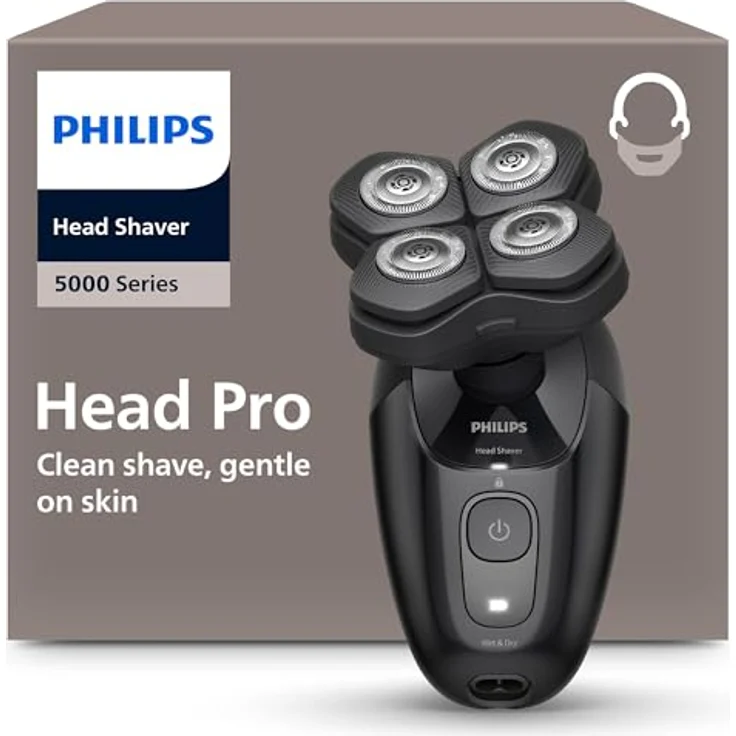 Philips Head Shaver Pro Series 5000, Glatzenrasierer mit flexiblem 360°-Scherkopf, ComfortCut-Klingen und PowerAdapt-Sensor, wasserdicht, Modell HS5980/15 – Bild 1