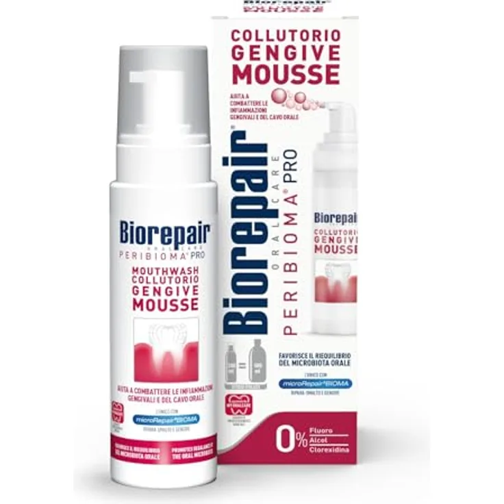 Biorepair Peribioma Mousse Mouthwash, 200 ml, Mundspülung für frischen Atem und gesundes Zahnfleisch, Unisex