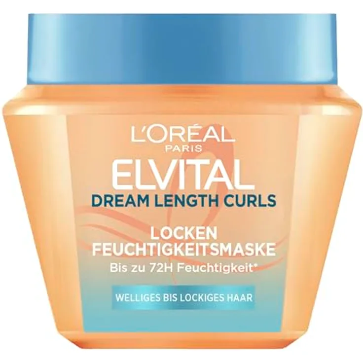 L'Oreal Paris Elvital Dream Length Locken Feuchtigkeitsmaske, 300ml mit 10% Lockenkomplex für intensive Feuchtigkeit und Sprungkraft
