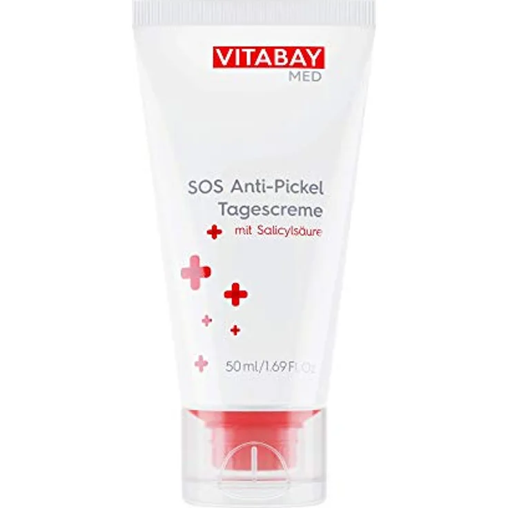 Vitabay SOS Anti Pickel Creme 50 ml • Mit Salicylsäure, MSM und Arganöl • Gegen Akne & unreine Haut • Mattierend • Feuchtigskeitsspendend • Made in Germany
