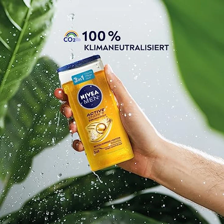NIVEA MEN Active Energy Duschgel (250 ml), pH-hautneutrale Pflegedusche mit Koffein für Körper, Gesicht und Haar, 24h Frische-Effekt – Bild 5