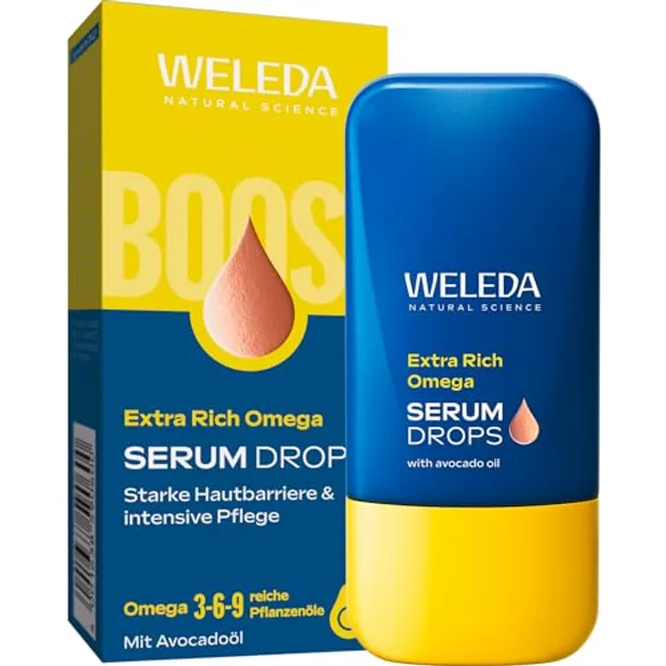 Weleda Extra Rich Omega Serum Drops, Feuchtigkeitsserum mit pflanzlichen Ölen, 30 ml für anspruchsvolle, trockene Haut