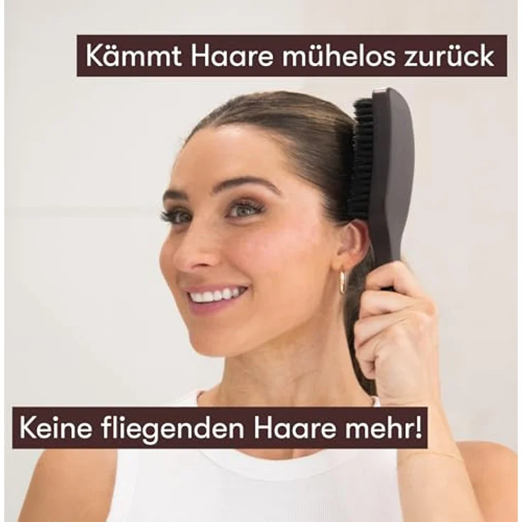 FRAMAR Sleek Bürste Wildschweinborsten, Haarbürste für Volumen und Glanz, brauner Samt – Bild 2
