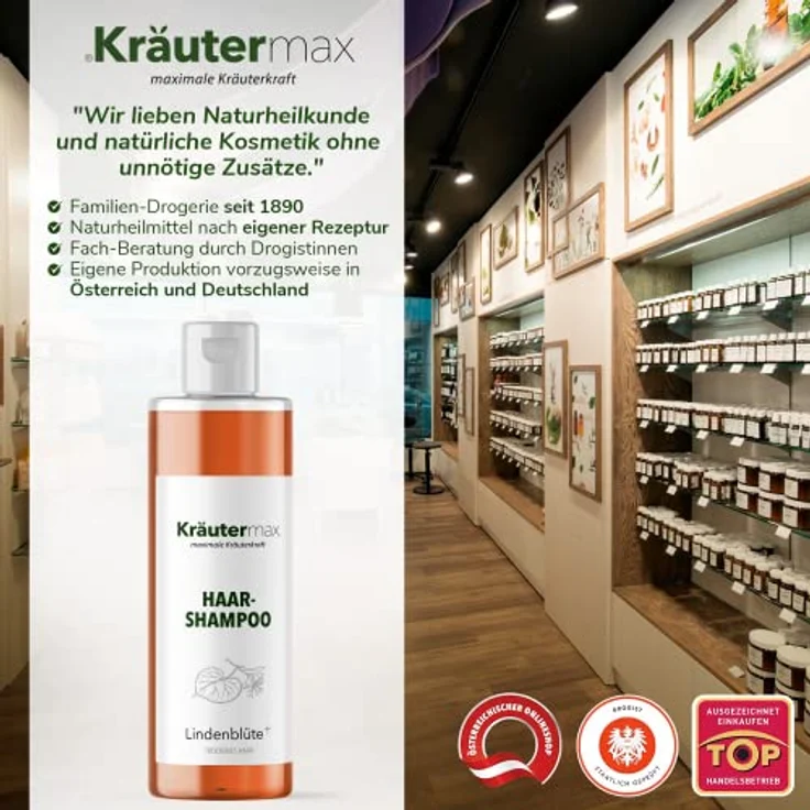 Kräutermax Lindenblüten Shampoo Haarshampoo zur Haarpflege mit Lindenblüten Extrakt 1 x 250 ml, natürliche Pflege für gesundes und kräftiges Haar – Bild 5
