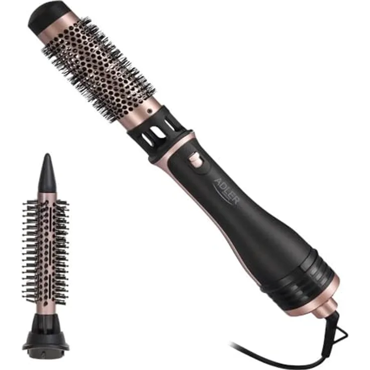 ADLER AD 2026 Lockenstab, 1200W mit Kaltluftfunktion und 2 Aufsätzen, Schwarz/Roségold