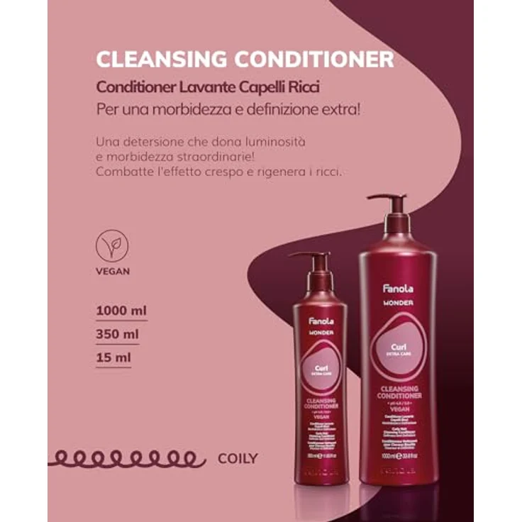 Fanola Wonder Curl Reinigungsbedingung, 350 ml, Cremige Textur – Bild 4