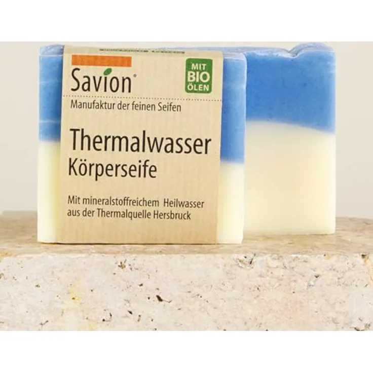 Savion Thermalwasser Körperseife, für jede Haut, Vegan, Palmölfrei, Plastikfrei, 80g