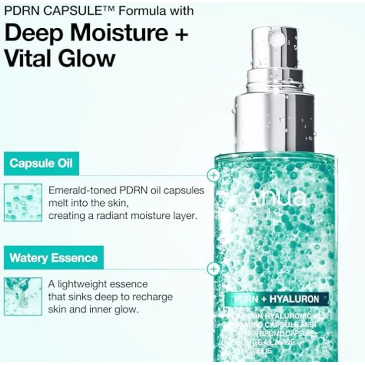 Anua PDRN Hyaluronic Acid Hydrating Capsule Mist 100ml – feuchtigkeitsspendendes Gesichtsspray mit Glow-Finish, PDRN, Hyaluronsäure & Kollagen – Bild 7