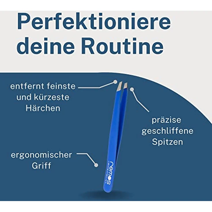 remos professional body care REMOS Profi Pinzette mit extra feinen Spitzen, rostfreier Edelstahl, inklusive Schutzetui - dunkelblau – Bild 3