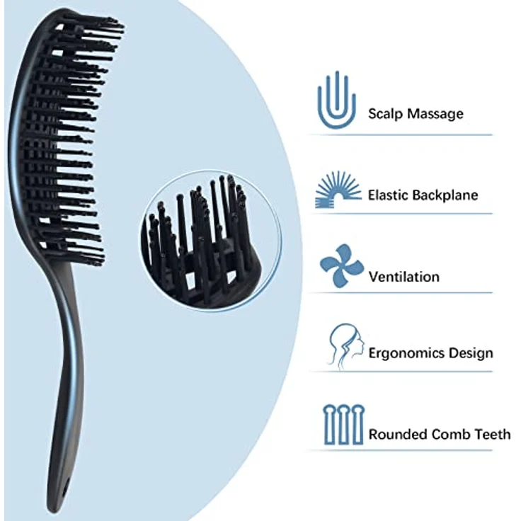 Vinabo Haarbürste, Haarbürste ohne Ziepen, Entwirrbürste geeignet, Locken & lange Haare Haarbürste für nasses und Trockenes Haar, Entwirrungs-Massagebürste für Frauen/Männer/Kinder – Bild 3
