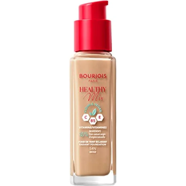 BOURJOIS Paris Healthy Mix Clean & Vegan Radiant Foundation, langanhaltendes Makeup für natürliches Leuchten, 30 ml