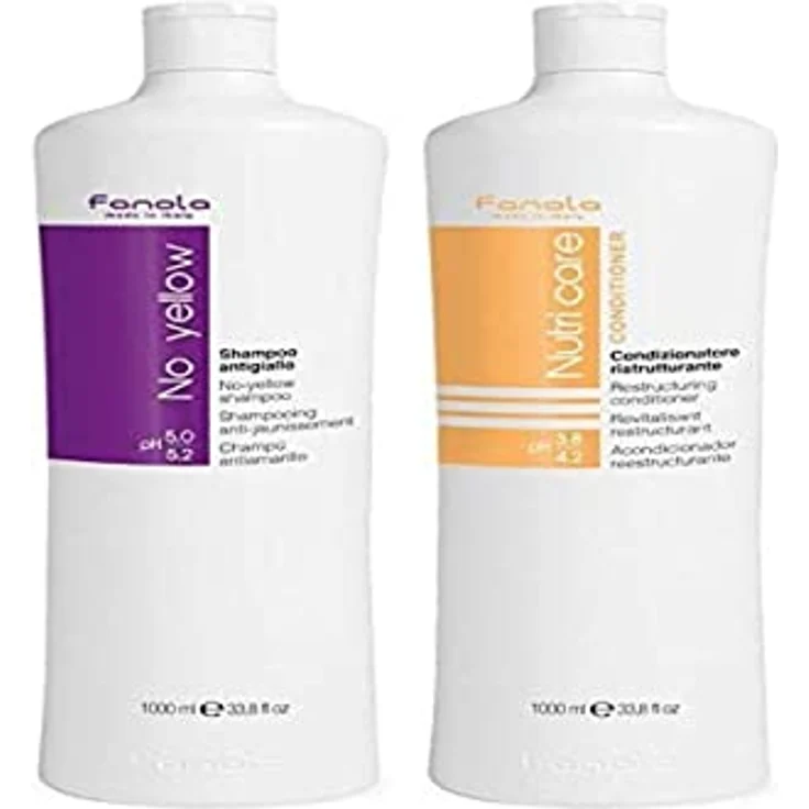 Fanola No Yellow Anti-Gelb-Shampoo + Nutri Care Conditioner - 2000 ml – Bild 1