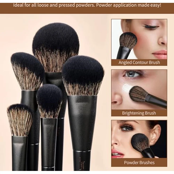Jessup Makeup Pinsel-Set T336-G, 14-teiliges Set für Gesicht und Augen in Rosa mit Geschenkverpackung – Bild 4