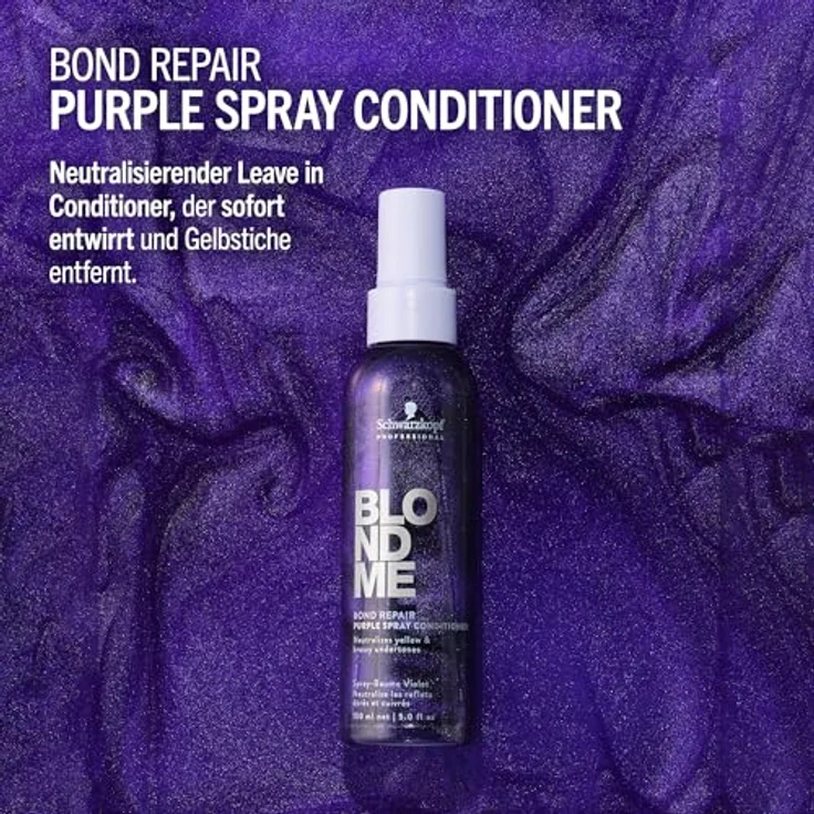 Schwarzkopf Professional BLONDME Bond Repair Purple Leave In Conditioner 150 ml - Neutralisierend gegen Gelbtöne, entwirrend und pflegend – Bild 4