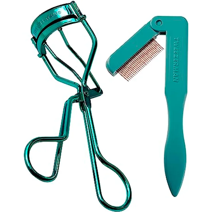 TWEEZERMAN Wimpern Set inkl. Wimpernzange und Wimpernkamm, Geschenkset Weihnachten in Majestic Turquoise, Limited Edition