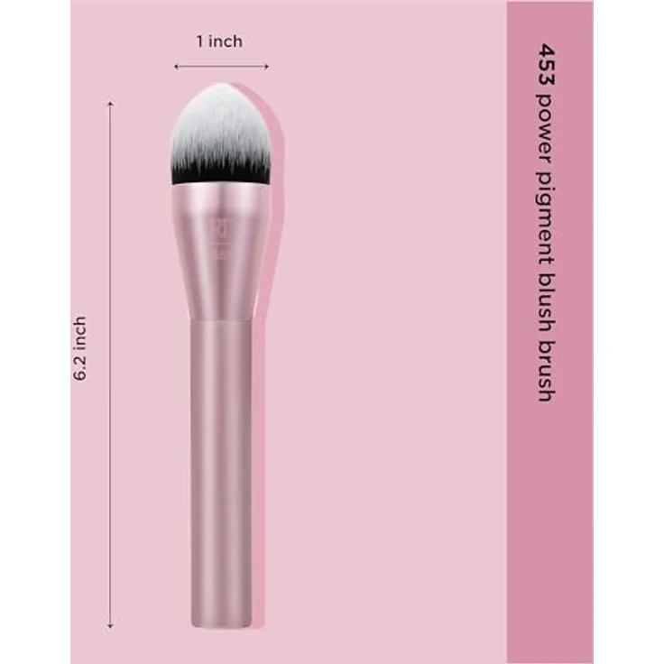 Real Techniques Power Pigment Blush Makeup Brush, Cheek Brush For Liquid & Cream Blush, Dense, Synthetic Bristles, Unique Pointed Shape For Precise Application, Vegan & Cruelty Free, 1 Count – Bild 5