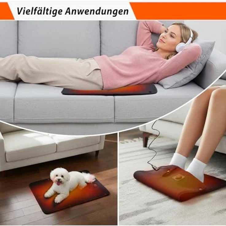 Thermrup Tragbares Ferninfrarot Heizkissen, ultradünn 5 mm, faltbar & waschbar, USB-Wärmekissen für Zuhause, Büro, Outdoor & Camping – Bild 5