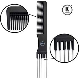 Stielkamm Aus Kohlefaser Mit Metallgriff – 23 Cm, Antistatisch, Hitzebeständig, Für Scheitel, Toupieren & Haarverlängerungen