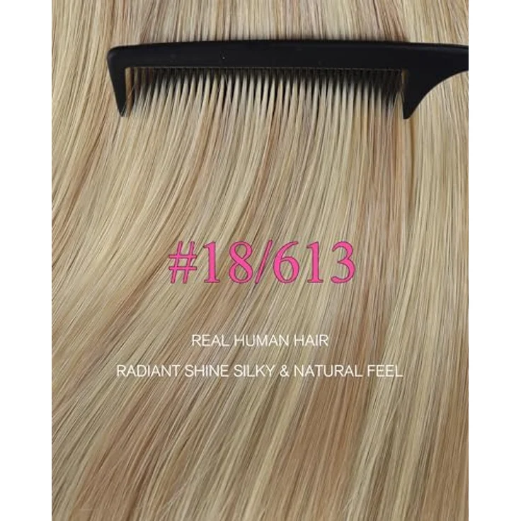 YoungSee Tape Extensions Echthaar 45cm 50g, Aschblond Strähnchen, langlebiger Halt mit Walker Tape, inklusive Ersatzklebebänder – Bild 2
