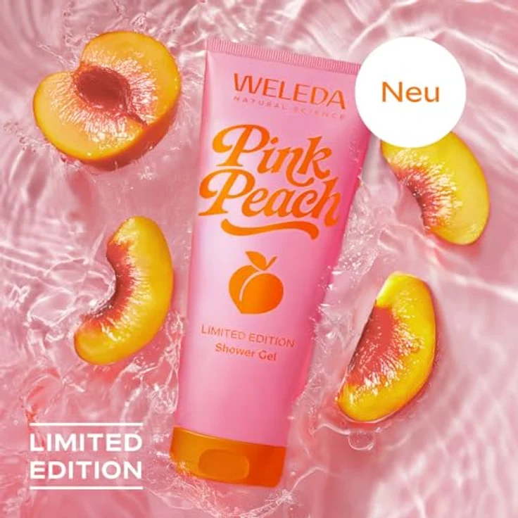 Weleda Bio Pink Peach Limited Edition Duschgel, Naturkosmetik Duschseife mit Pfirsich/Jasmin Duft, vegan, 200ml – Bild 2