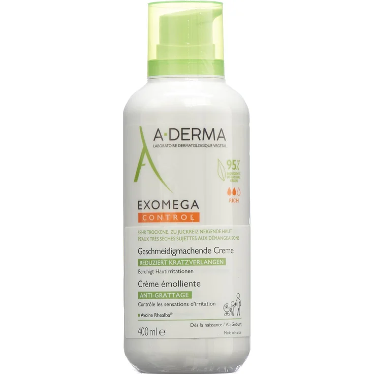 A-Derma EXOMEGA CONTROL Creme, Körpercreme zur Linderung von Juckreiz, 400 ml, parfumfrei, natürliche Inhaltsstoffe – Bild 1