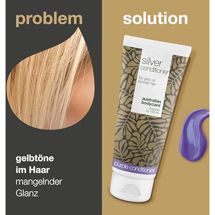 Australian Bodycare Silber Conditioner, gegen Gelbstich in blondem, grauem & silbernem Haar, mit violetten Pigmenten & Panthenol für Glanz & Pflege – Bild 2