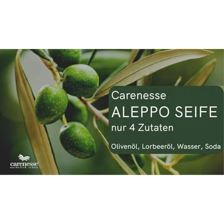 Carenesse® Original Aleppo LUXUS Lorbeeröl & Olivenöl Seife, 70% Lorbeeröl, 30% Olivenöl, veganes Naturprodukt, Hand- und Haarwaschseife, 125g – Bild 3