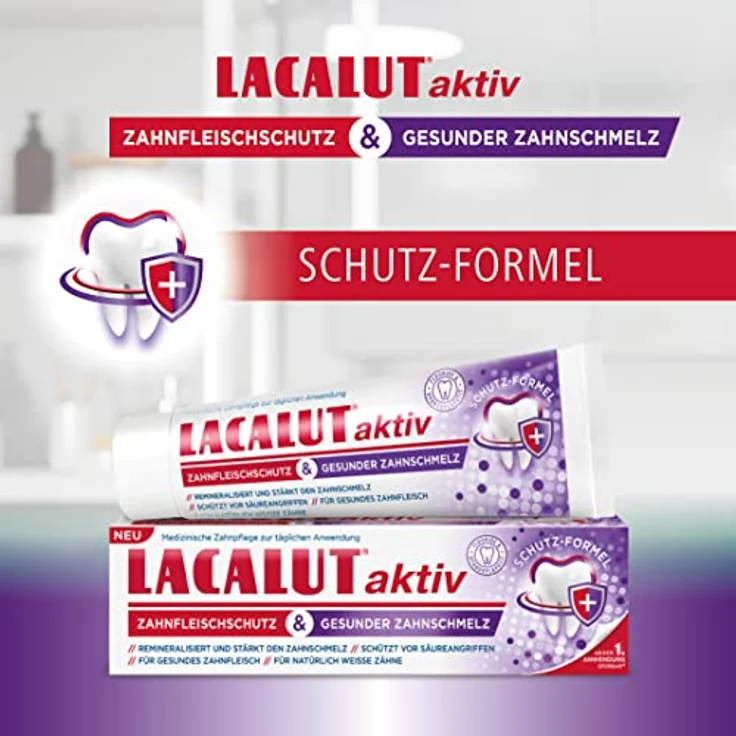 Lacalut aktiv Zahnfleischschutz & gesunder Zahnschmelz, zum Schutz vor Parodontitis und Zahnfleisch­entzündungen, sorgt für gesunde, starke und natürlich weiße Zähn – Bild 3