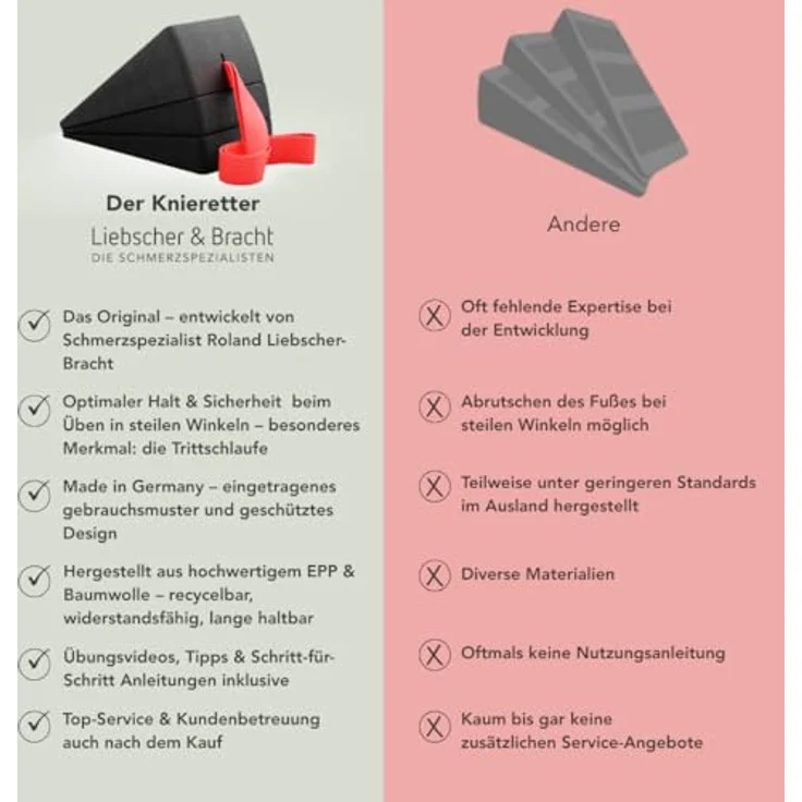 Liebscher & Bracht Knieretter mit Trittschlaufe – 3 Dehnkeile gegen Knieschmerzen, sicherer Stand beim Üben – Bild 7