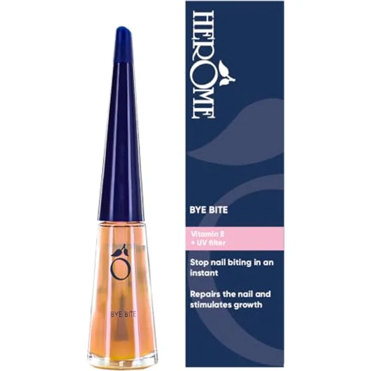 Herome Bye Bite, Nagellack gegen Fingernägelkauen für Erwachsene und Kinder, 10ml, bitterer Geschmack, ohne Glanz, fördert Nagelwachstum