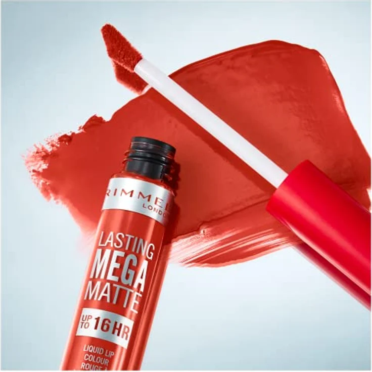 Rimmel Lasting Mega Matte, matter Flüssig-Lippenstift mit 16 Std. Haltbarkeit, Farbton Scarlet Flames, 7,4 ml – Bild 3