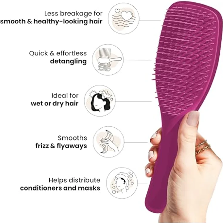 Tangle Teezer Ultimate Detangler Haarbürste für nasses und trockenes Haar, beseitigt Knoten und reduziert Haarbruch, elektrische Himbeere – Bild 4